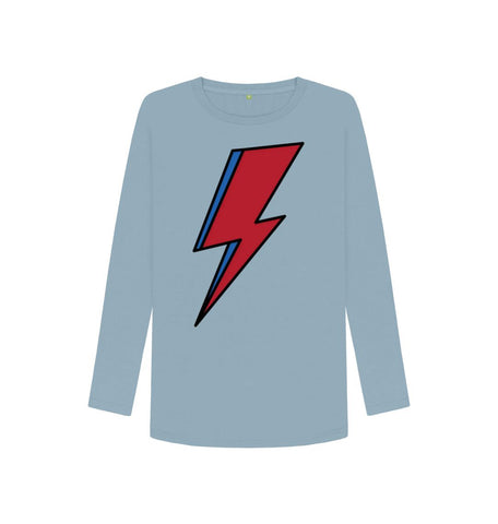 Stone Blue Lightning Bolt Women's Long Sleeve T-Shirt