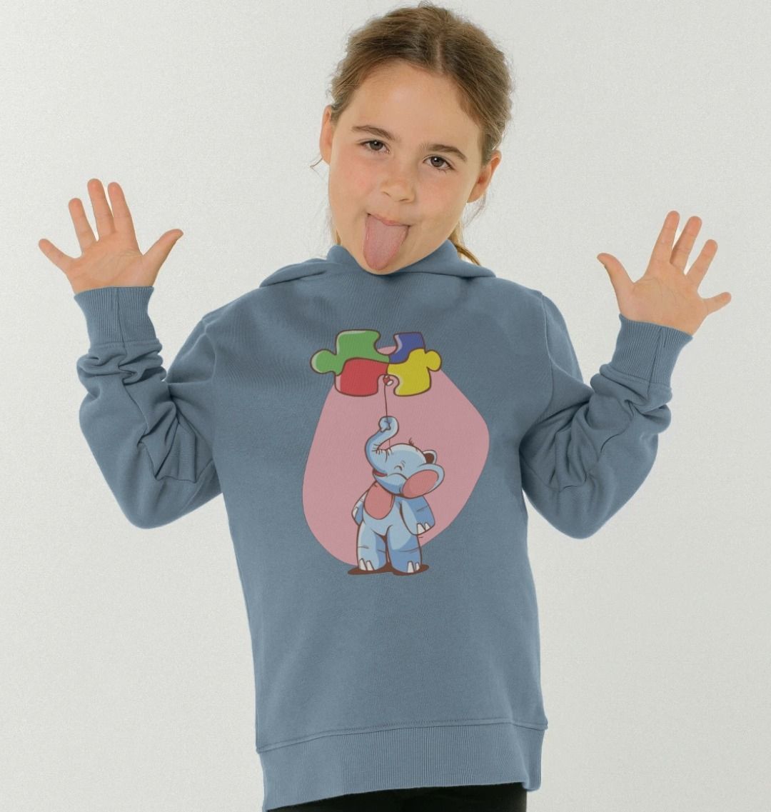 Elephant Balloon Puzzle Kids Pullover Hoodie