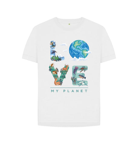 White Love My Planet Women's Relaxed Fit Tee