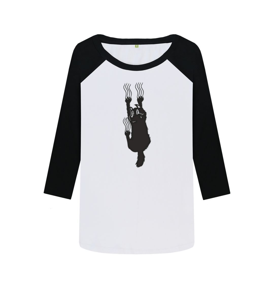 Black-White Hang In There Cat Women's Baseball T-Shirt