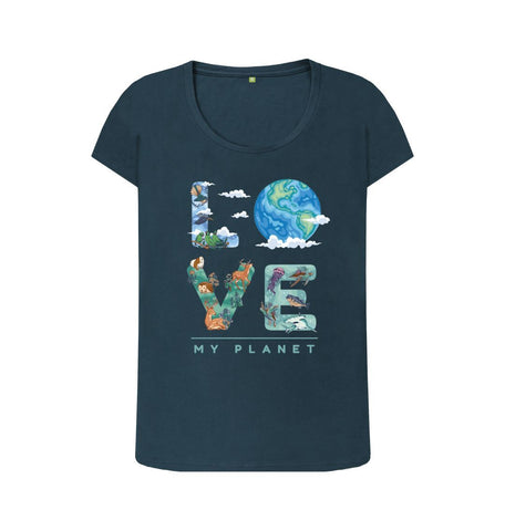 Denim Blue Love My Planet Women's Scoop Neck T-shirt