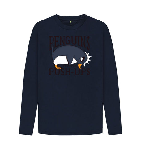 Navy Blue Penguins Hate Push-Ups Men's Long Sleeve T-Shirt