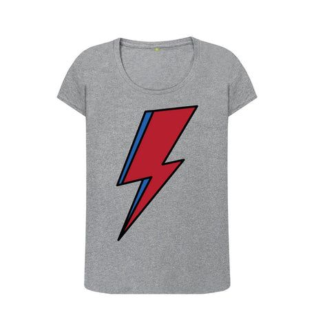 Athletic Grey Lightning Bolt Women's Scoop Neck T-Shirt