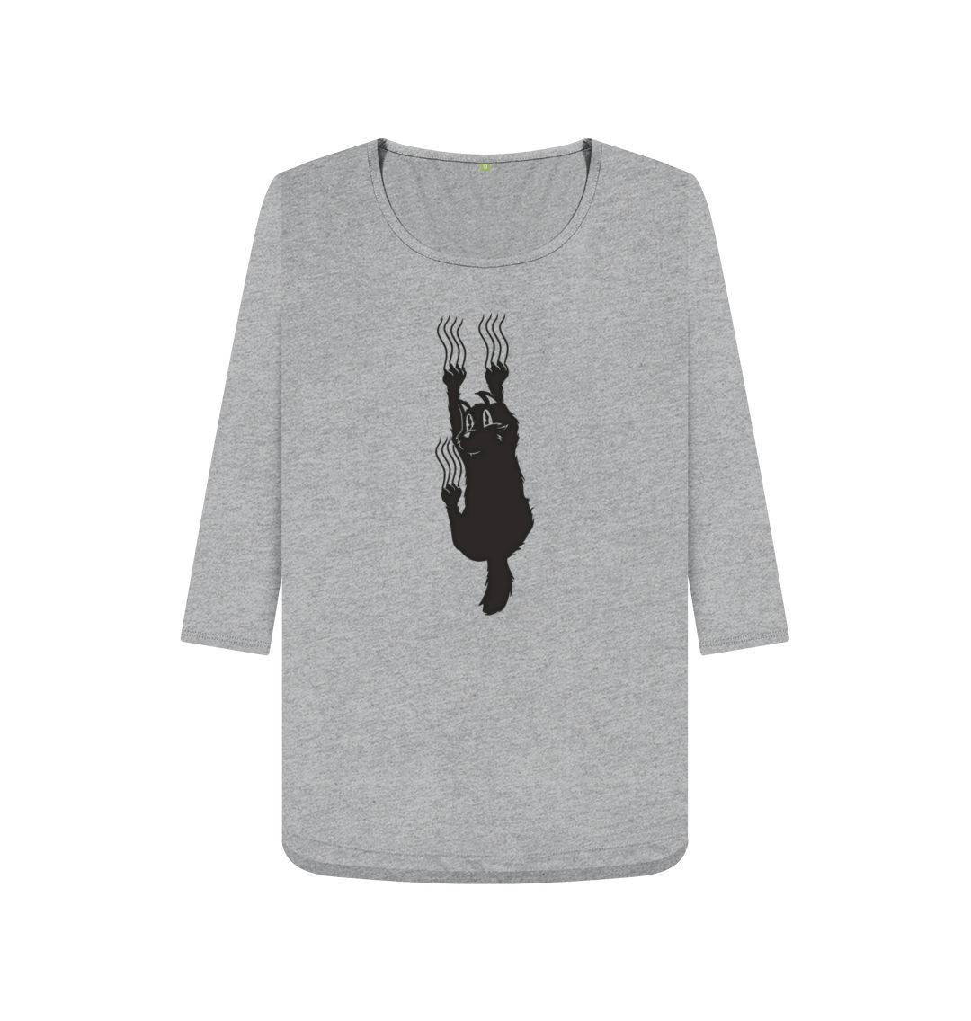 Athletic Grey Hang In There Cat Women's 3\\\/4 Sleeve Tee