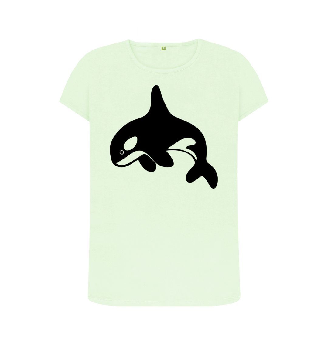 Pastel Green Orca Women's Crew Neck T-Shirt
