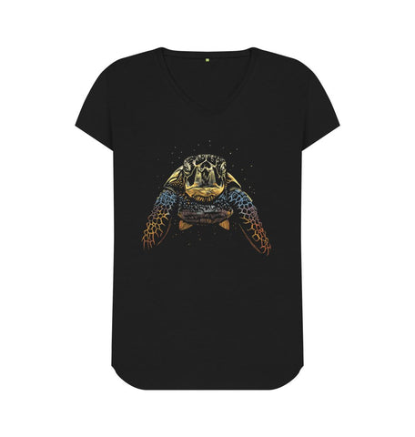 Black The Colour Turtle Women's V-Neck T-Shirt