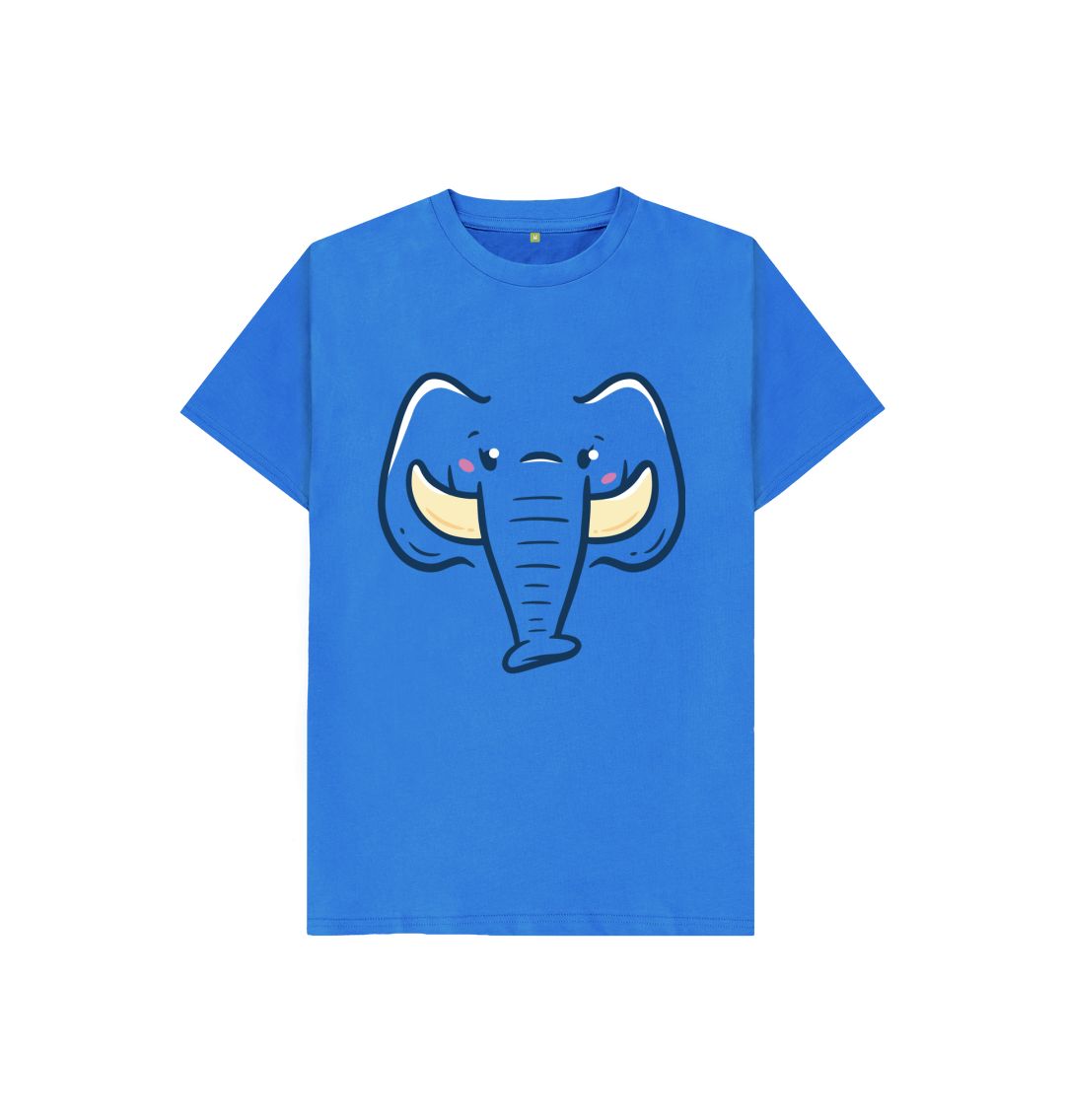 Bright Blue Happy Elephant Kids T-Shirt