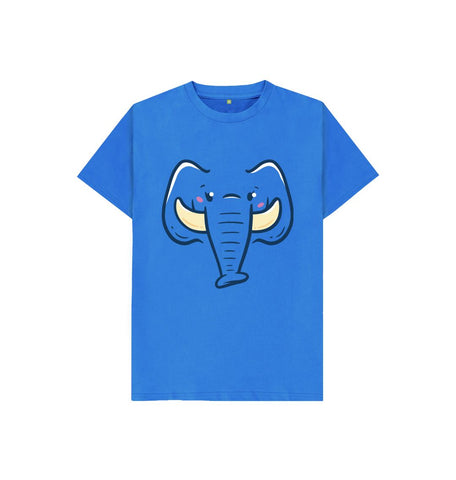 Bright Blue Happy Elephant Kids T-Shirt