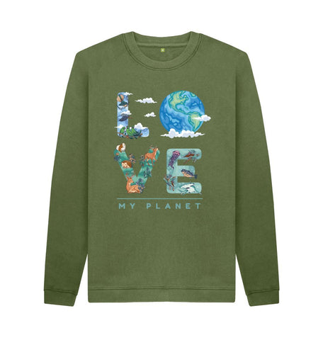 Khaki Love My Planet Men's Crew Neck Sweater