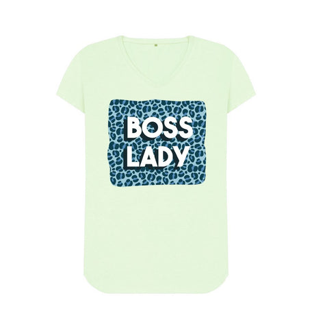 Pastel Green Boss Lady Women's V-Neck T-Shirt