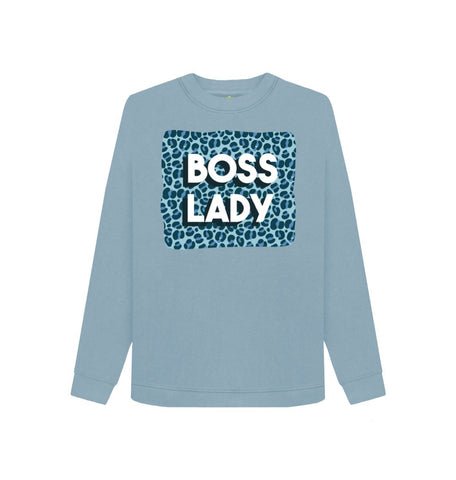 Stone Blue Boss Lady Women's Crewneck Sweater