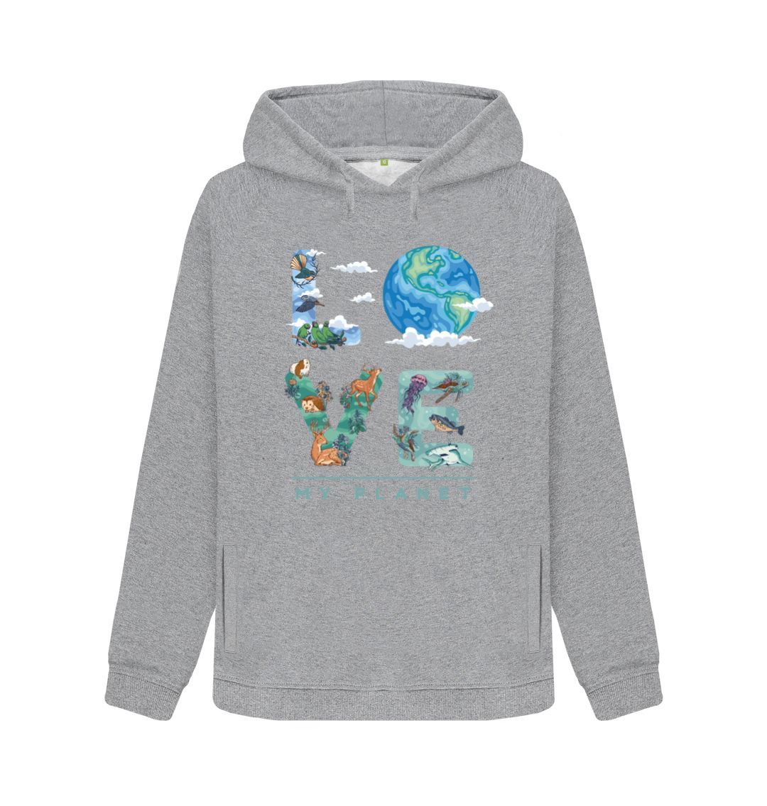 Light Heather Love My Planet Women's Pullover Hoody