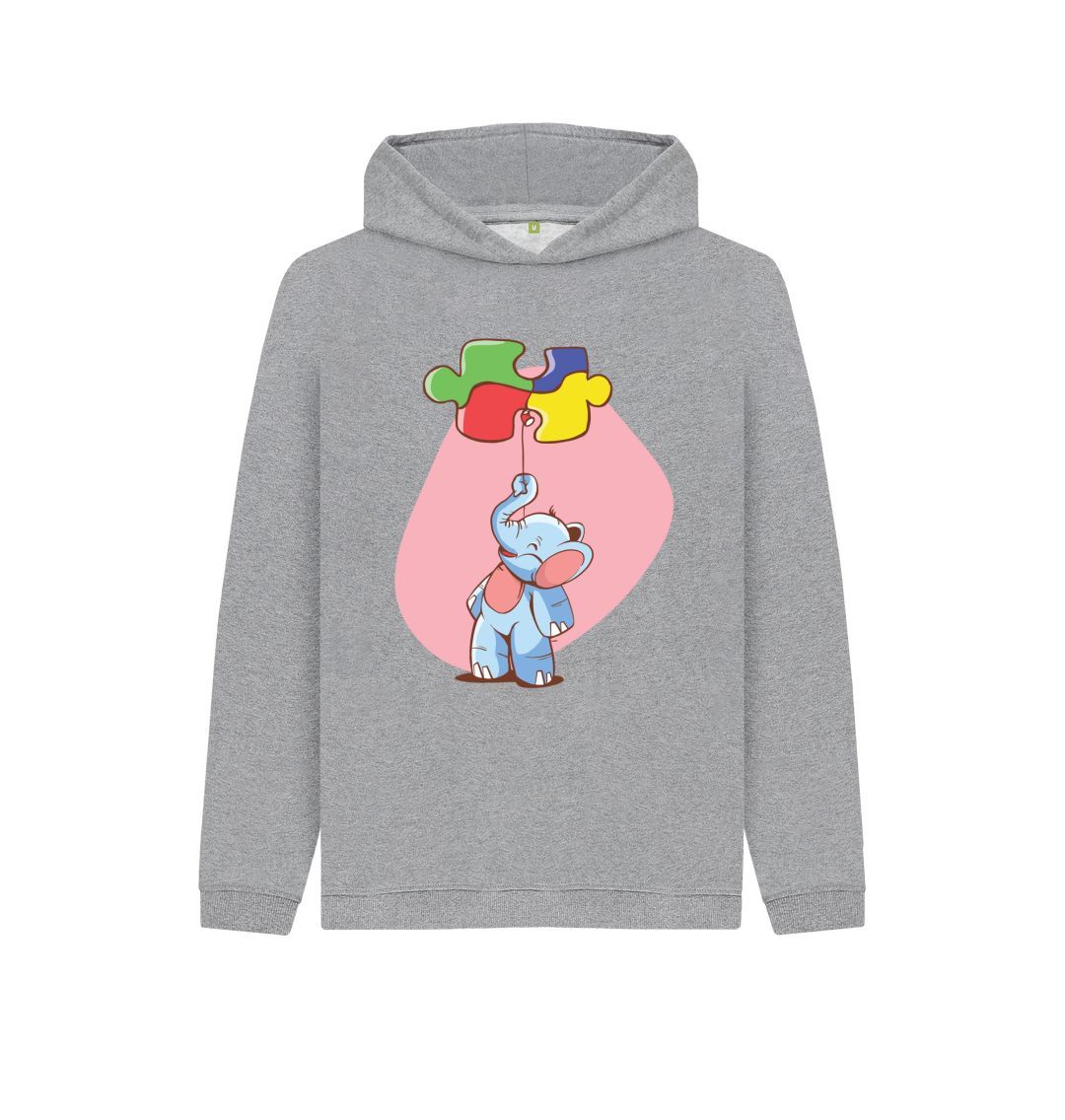Athletic Grey Elephant Balloon Puzzle Kids Pullover Hoodie