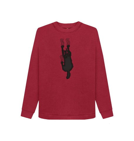 Cherry Hang In There Cat Women's Crewneck Sweater