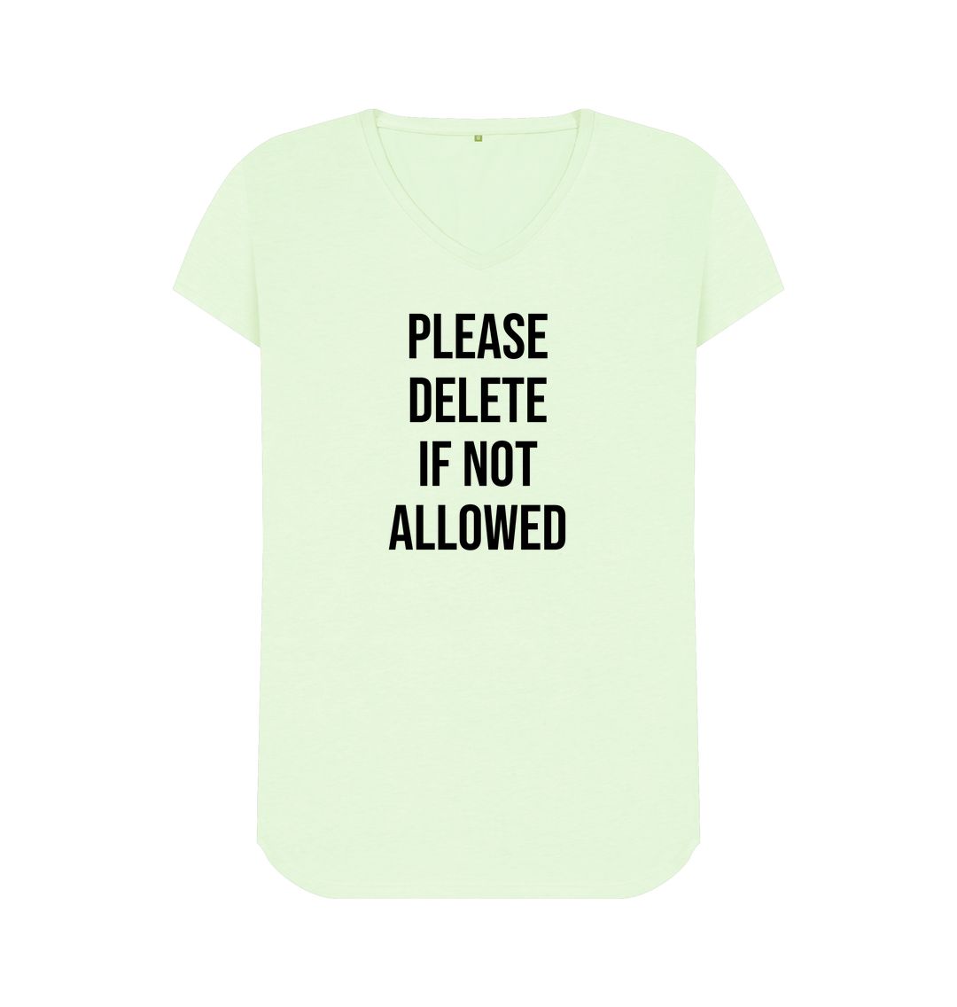 Pastel Green Please Delete Women's V-Neck T-Shirt