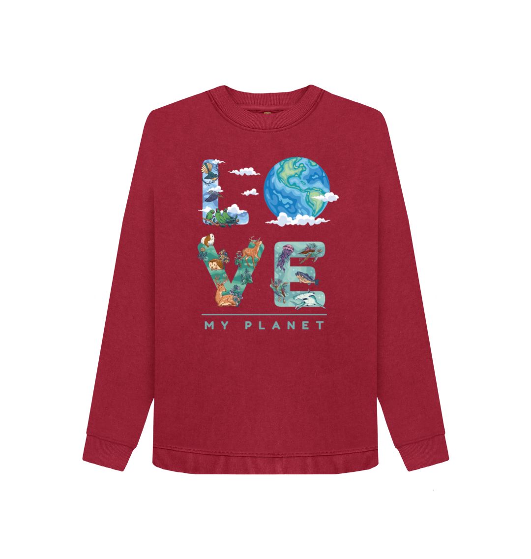 Cherry Love My Planet Women's Crewneck Sweater