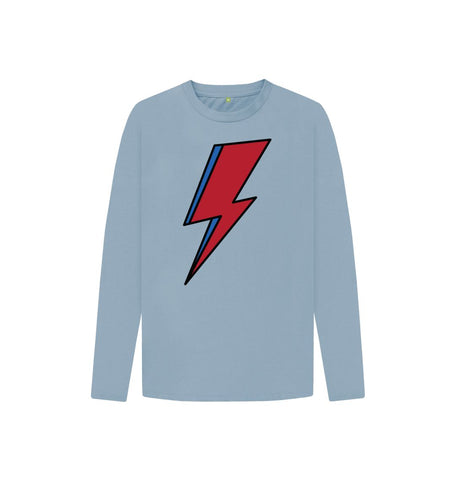 Stone Blue Lightning Bolt Kids Long Sleeve T-Shirt