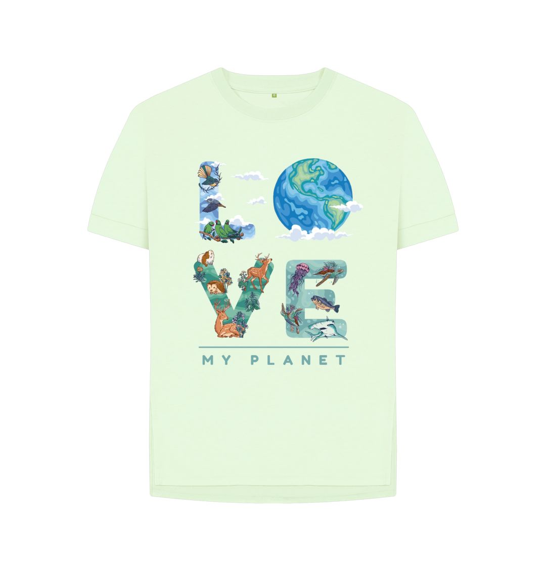 Pastel Green Love My Planet Women's Relaxed Fit Tee