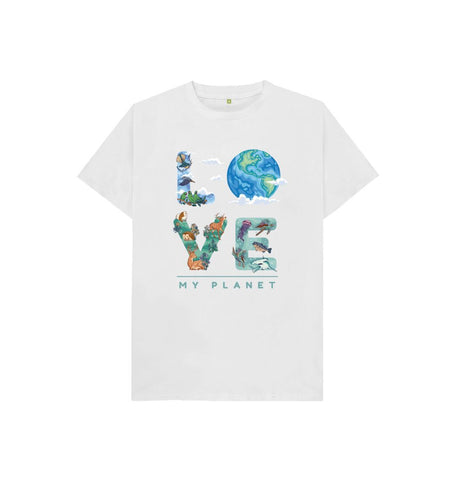 White Love My Planet Kids T-Shirt