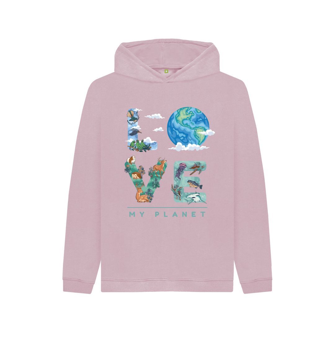 Mauve Love My Planet Kids Pullover Hoodie