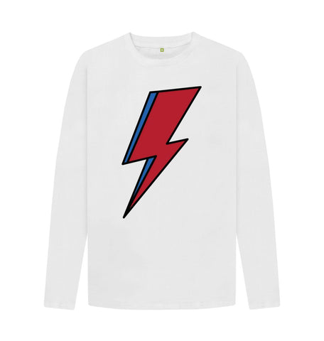 White Lightning Bolt Men's Long Sleeve T-Shirt