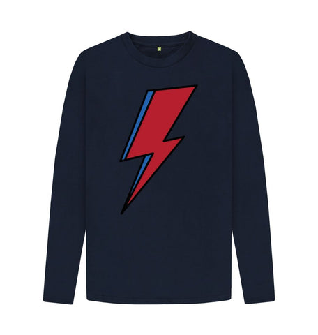Navy Blue Lightning Bolt Men's Long Sleeve T-Shirt
