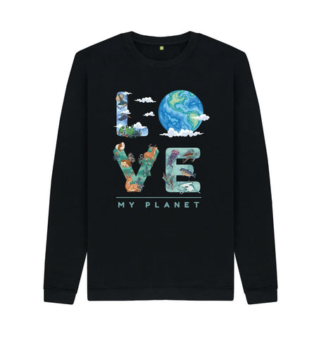 Black Love My Planet Men's Crew Neck Sweater