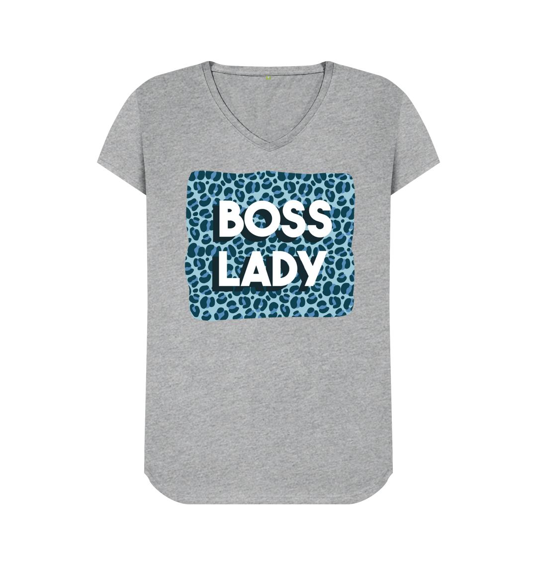 Athletic Grey Boss Lady Women's V-Neck T-Shirt