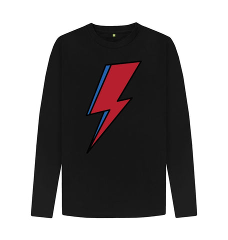 Black Lightning Bolt Men's Long Sleeve T-Shirt