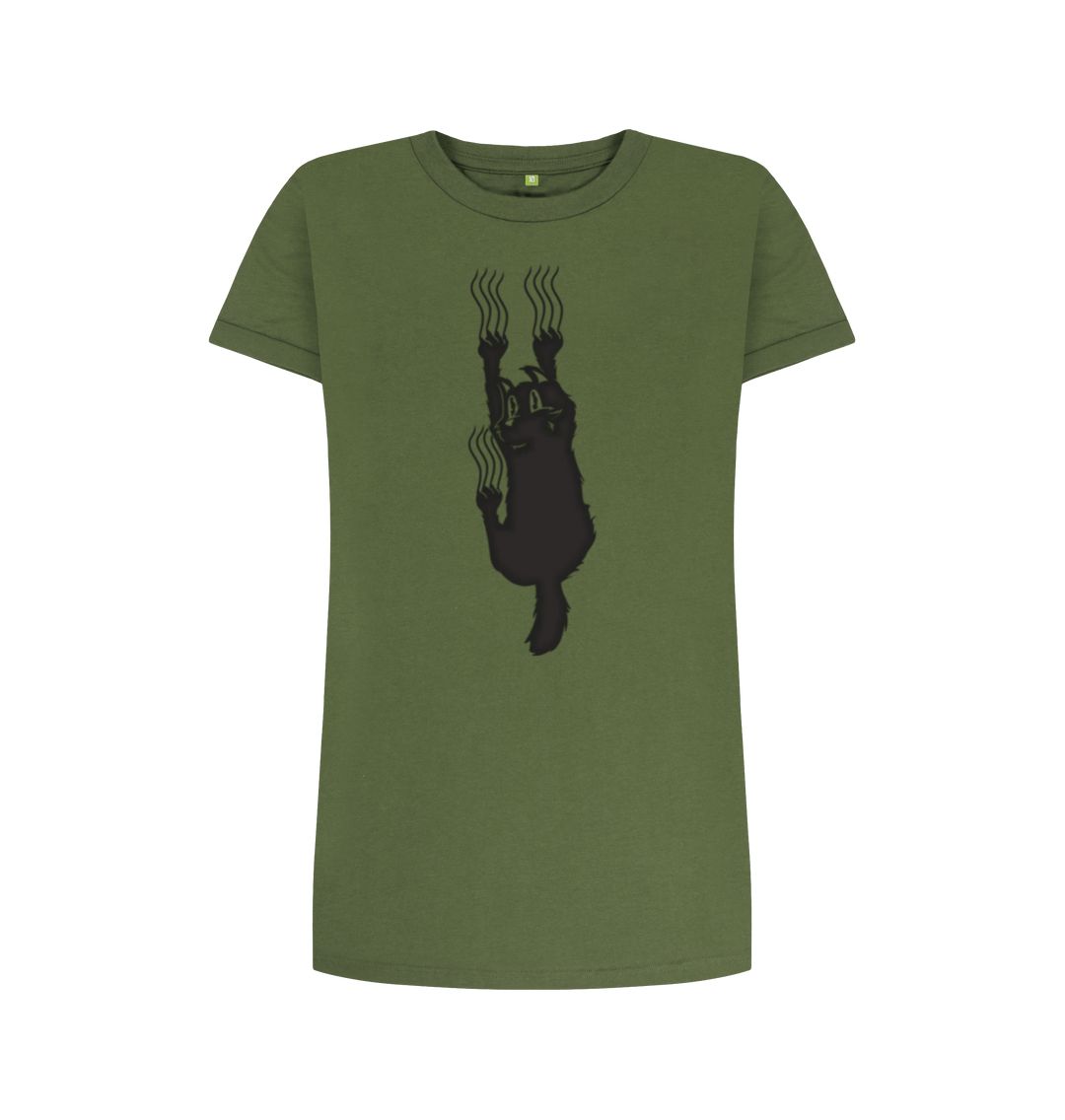 Khaki Hang In There Cat Women's T-Shirt Dress