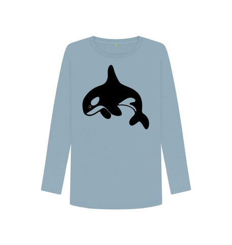 Stone Blue Orca Women's Long Sleeve T-Shirt