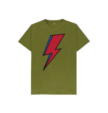Moss Green Lightning Bolt Kids T-Shirt