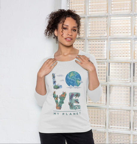 Love My Planet Women's 3/4 Sleeve T-shirt