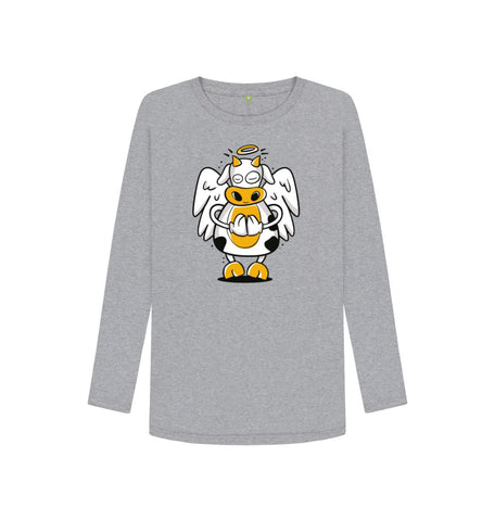 Athletic Grey Angelic Cow Women's Long Sleeve T-Shirt