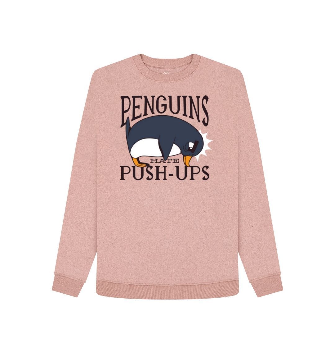 Sunset Pink Penguins Hate Push-Ups Women's Remill Sweater