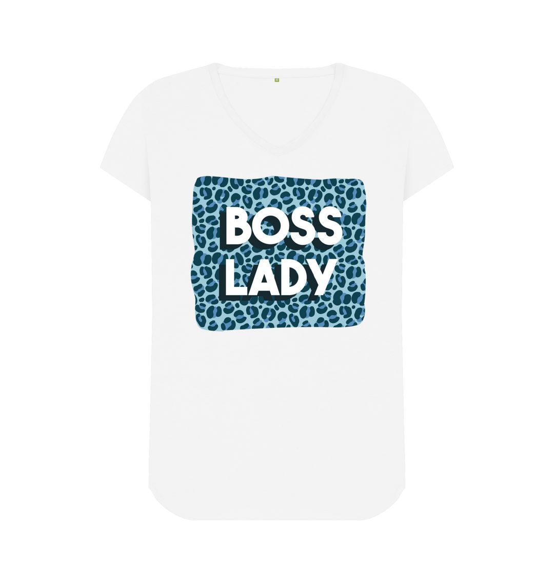 White Boss Lady Women's V-Neck T-Shirt