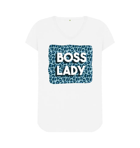 White Boss Lady Women's V-Neck T-Shirt