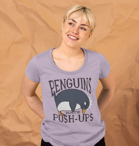 Penguins Hate Push-Ups Women's Scoop Neck T-Shirt