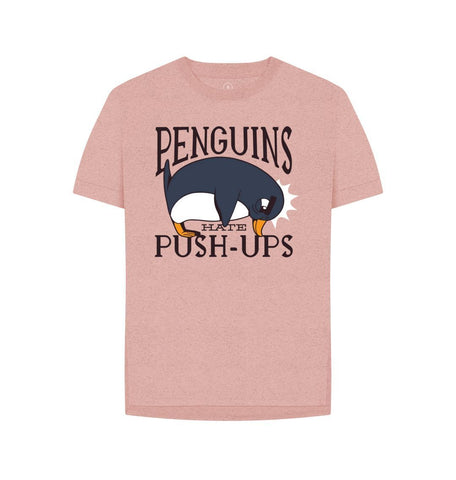 Sunset Pink Penguins Hate Push-Ups Women's Remill Relaxed Fit T-Shirt