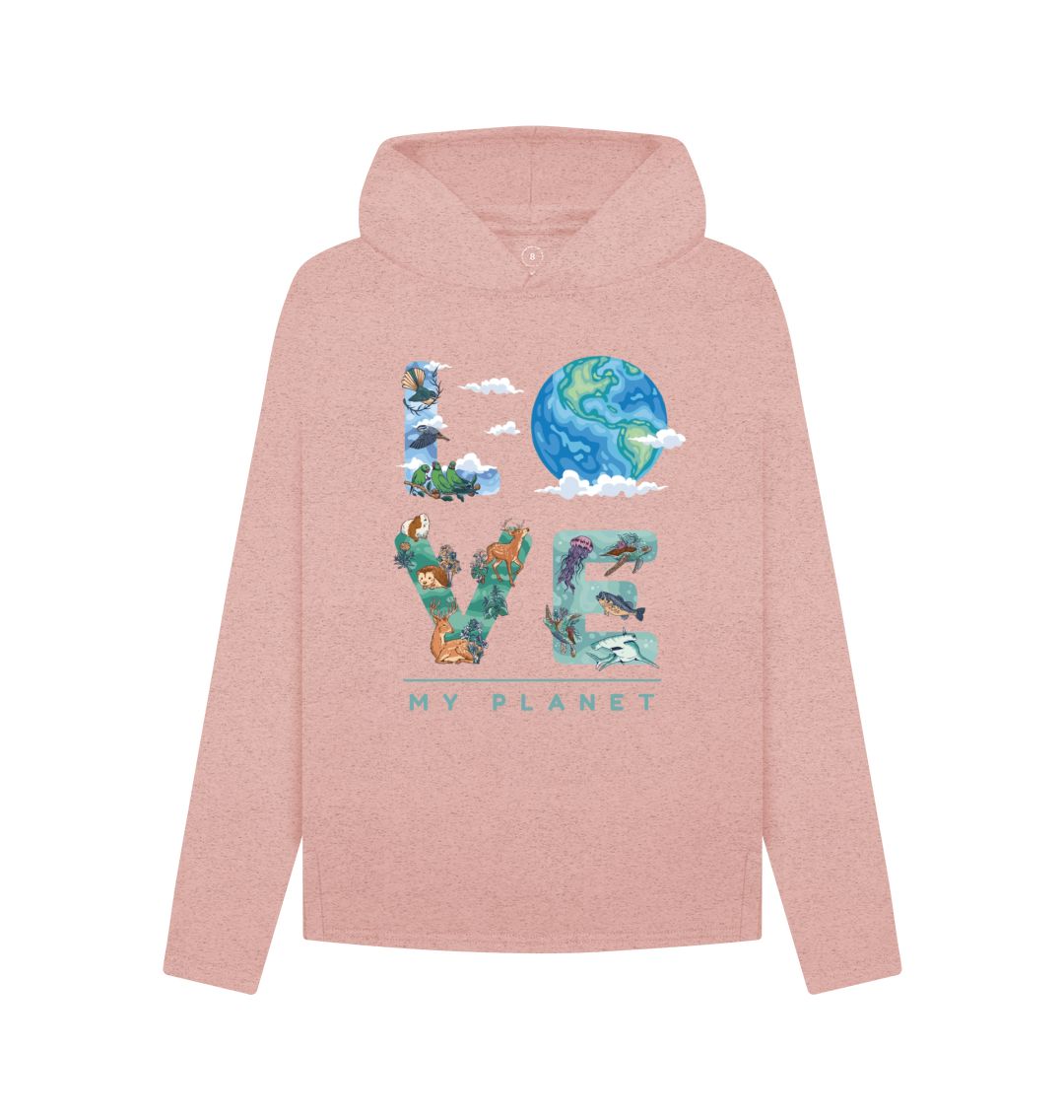 Sunset Pink Love My Planet Women's Remill Relaxed Fit Hoodie