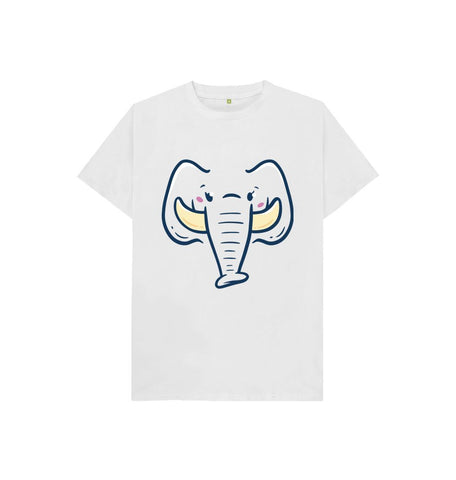 White Happy Elephant Kids T-Shirt