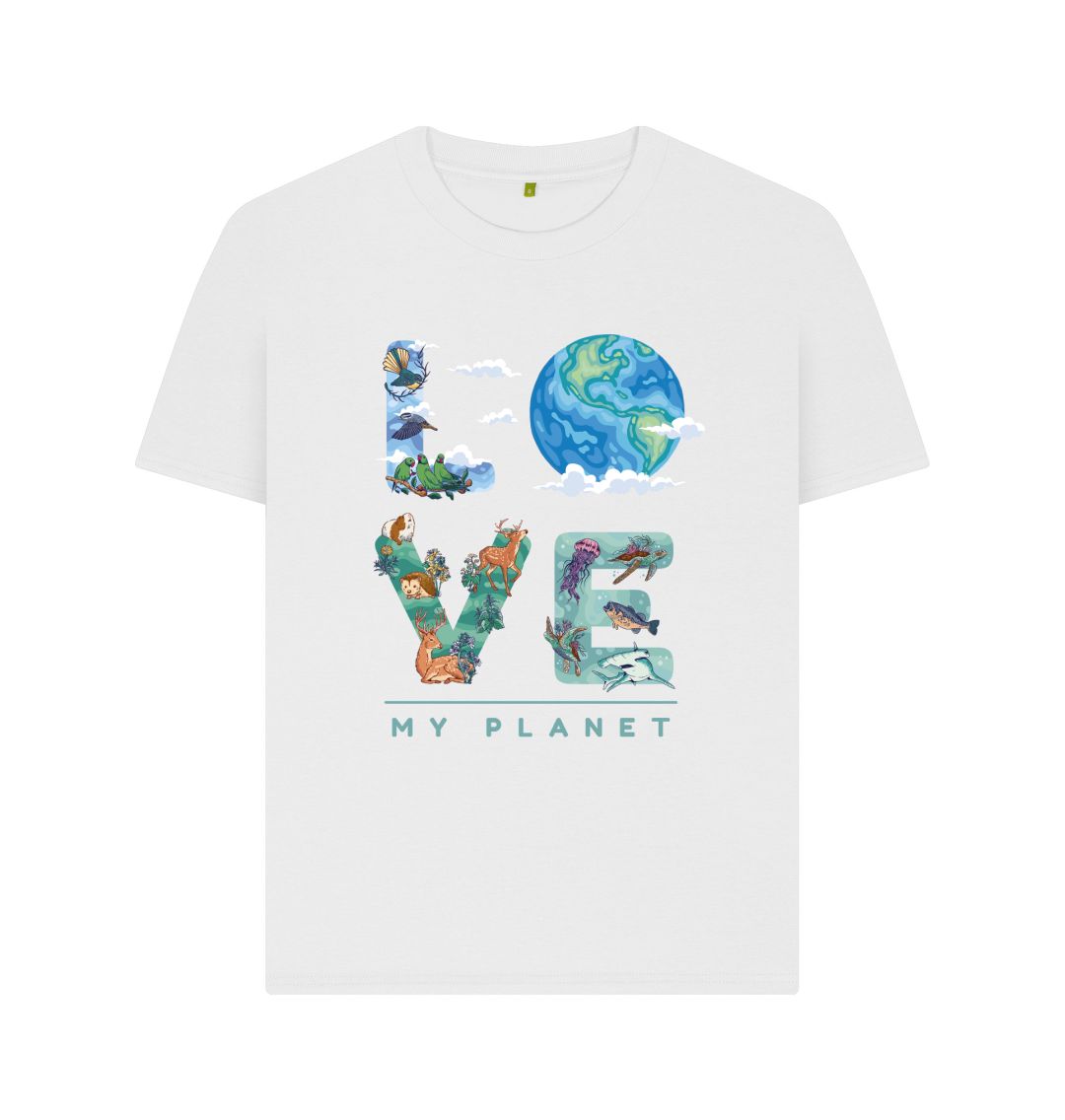 White Love My Planet Women's T-Shirt