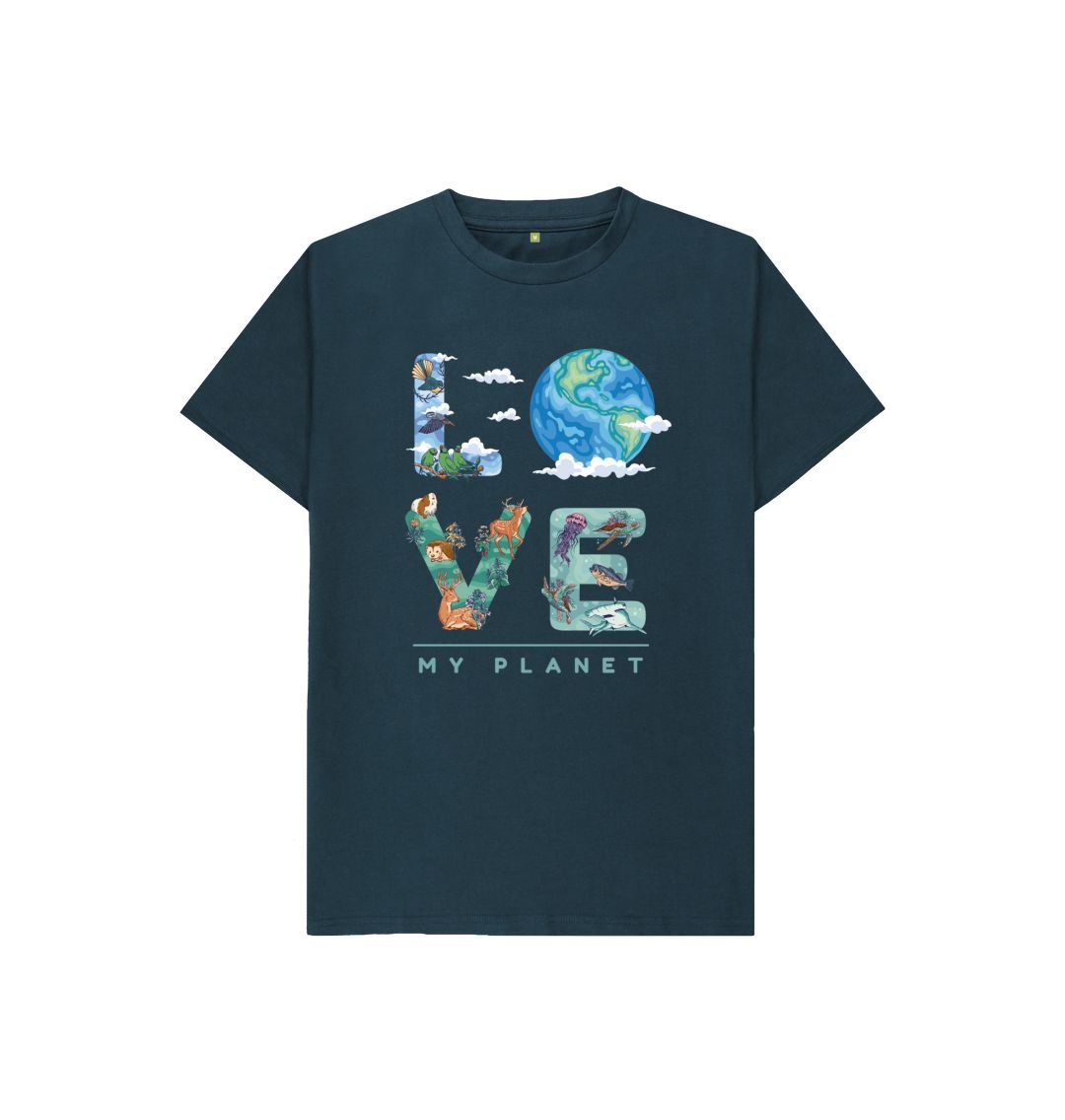 Denim Blue Love My Planet Kids T-Shirt