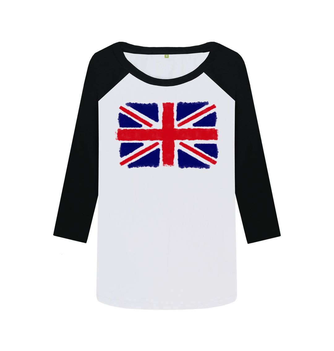 Black-White Union Jack Women's Baseball T-Shirt