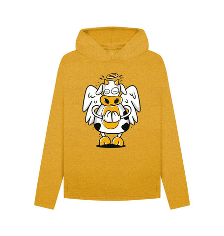 Sunflower Yellow Angelic Cow Women's Remill Relaxed Fit Hoodie