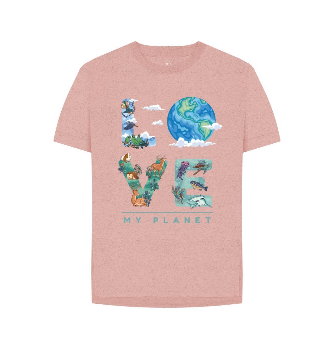 Sunset Pink Love My Planet Women's Remill Relaxed Fit T-Shirt