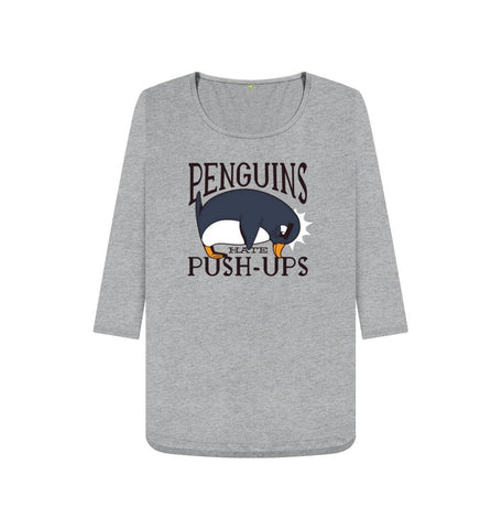 Athletic Grey Penguins Hate Push-Ups Women's 3\/4 Sleeve Tee