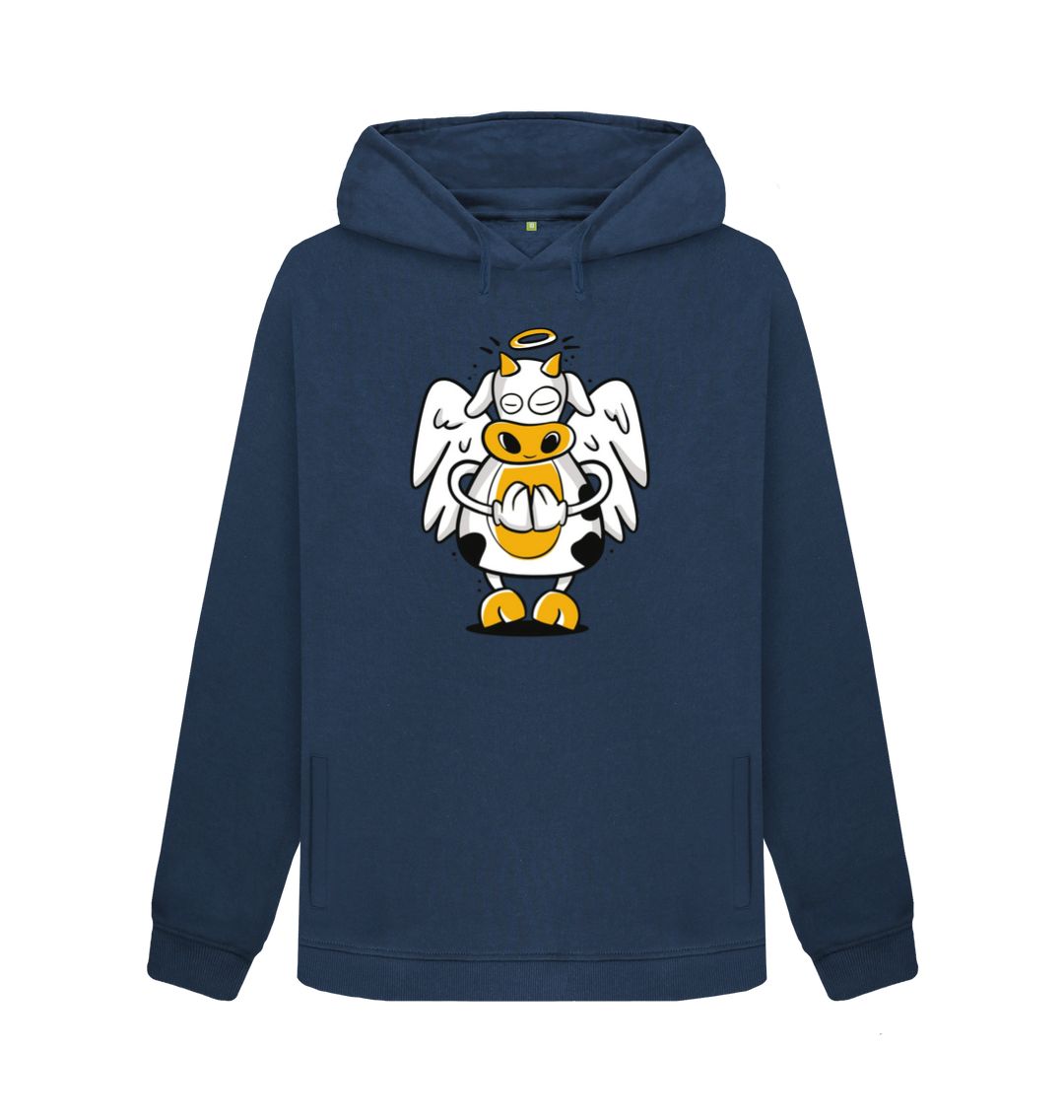 Navy Blue Angelic Cow Women's Pullover Hoody