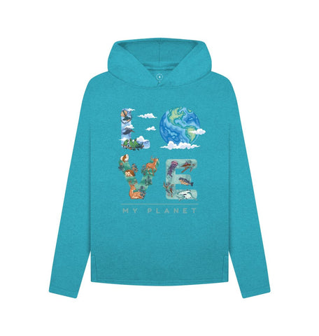 Ocean Blue Love My Planet Women's Remill Relaxed Fit Hoodie