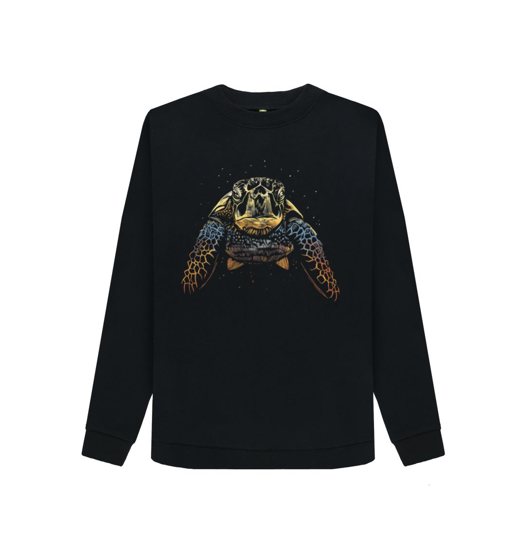 Black The Colour Turtle Women's Crewneck Sweater
